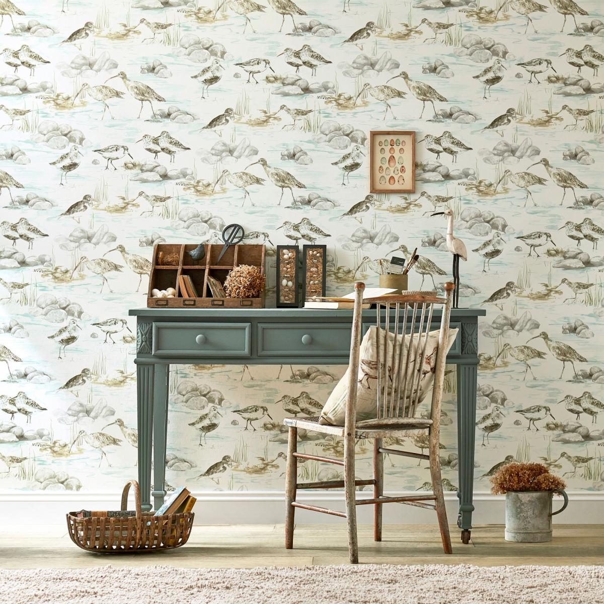 Estuary Birds Wallpaper 216494 by Sanderson in Mist Ivory White Roll – image 1