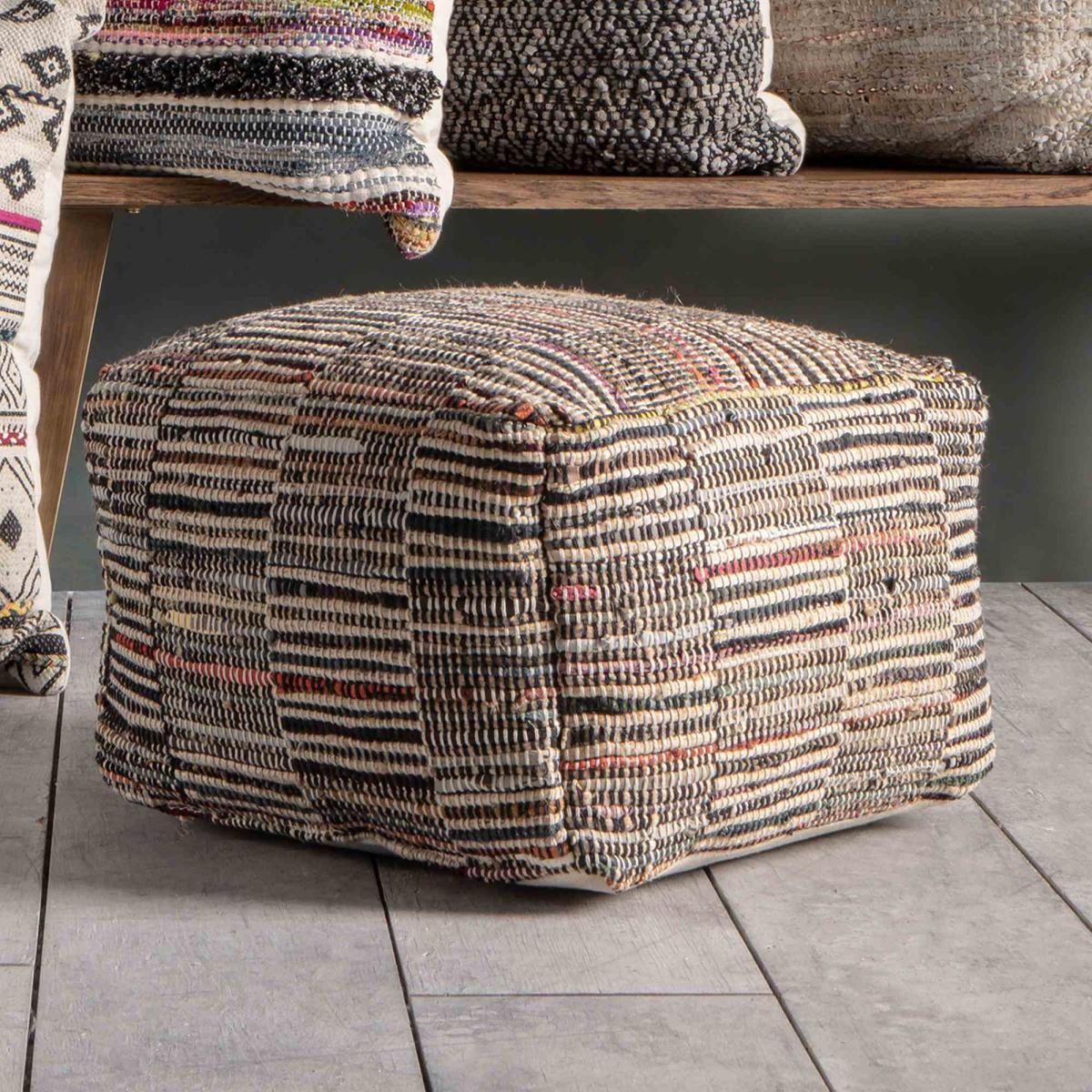 Marseille Pouffe Footstool in Multicolour by Luxe Tapi50x35cm – image 1