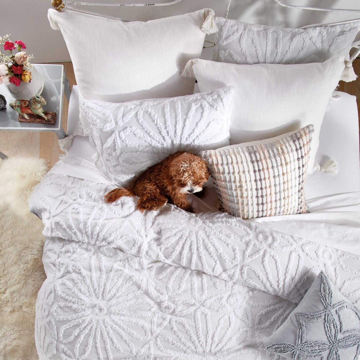 Chenille Medallion Cotton Bedding by Peri Home in White 230x220cm – image 3