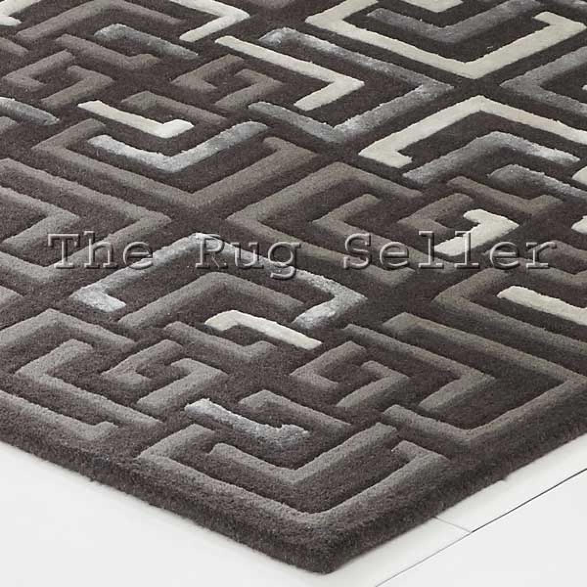 Unique Temple Geometric Wool Rugs in Grey&nbsp;150x240cm – image 2