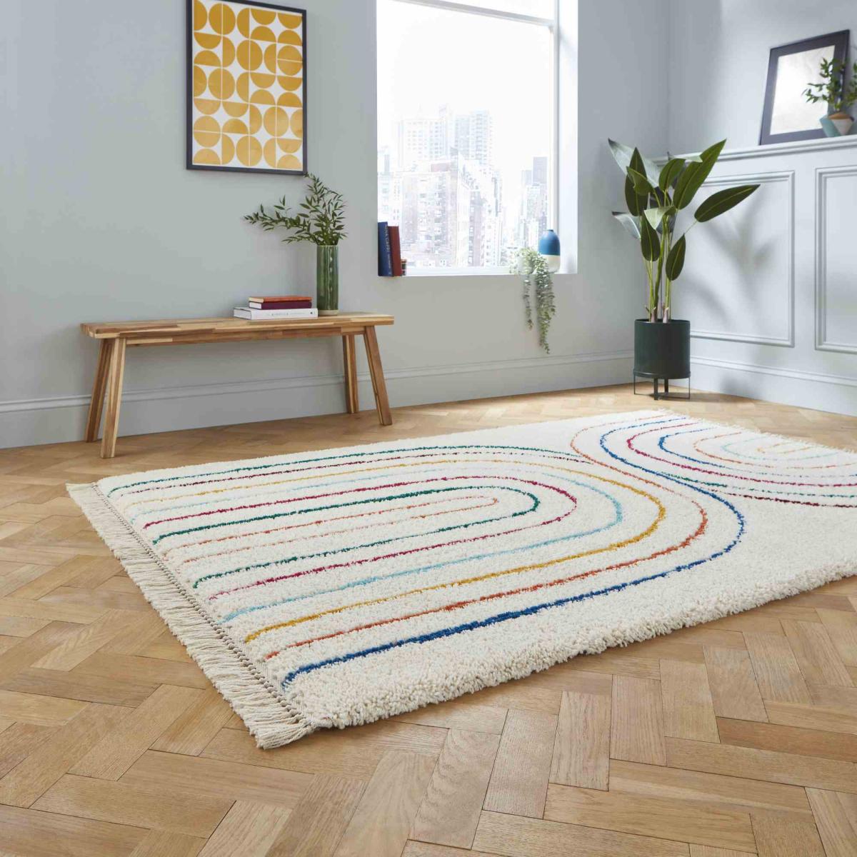 Boho C443 Moroccan Shaggy Rugs in Multicolour200x290cm – image 2
