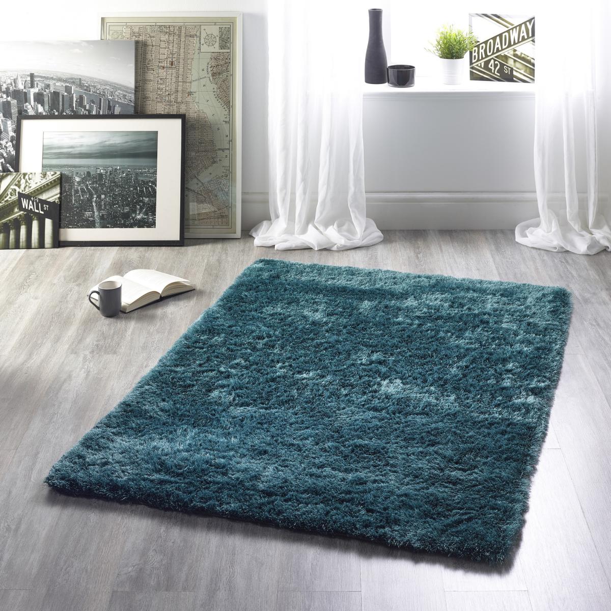 Shimmer Shaggy Lustrous Rugs in Teal&nbsp;80x150cm – image 2