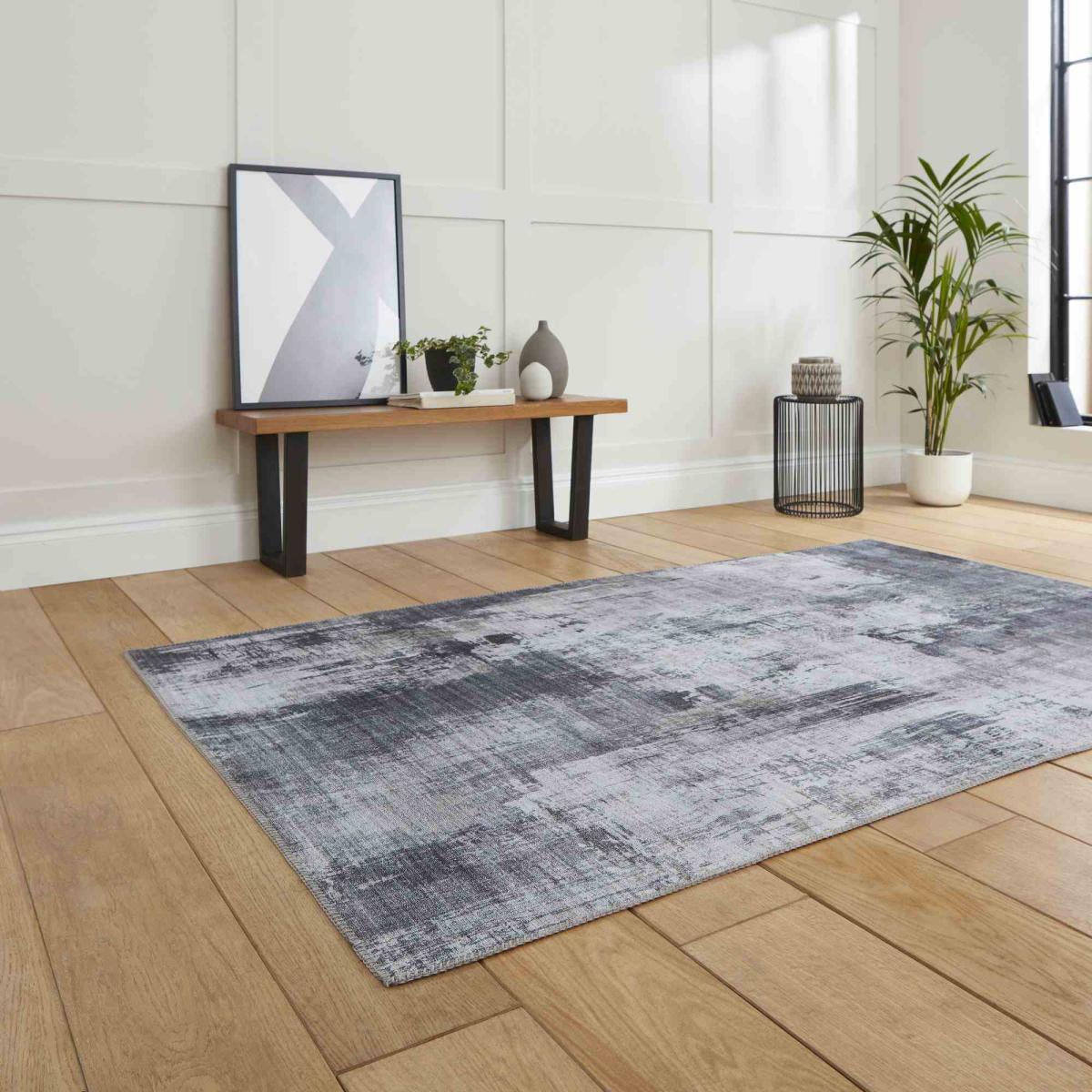 Rio G5536 Modern Distressed Abstract Rug in Grey120x170cm – image 2