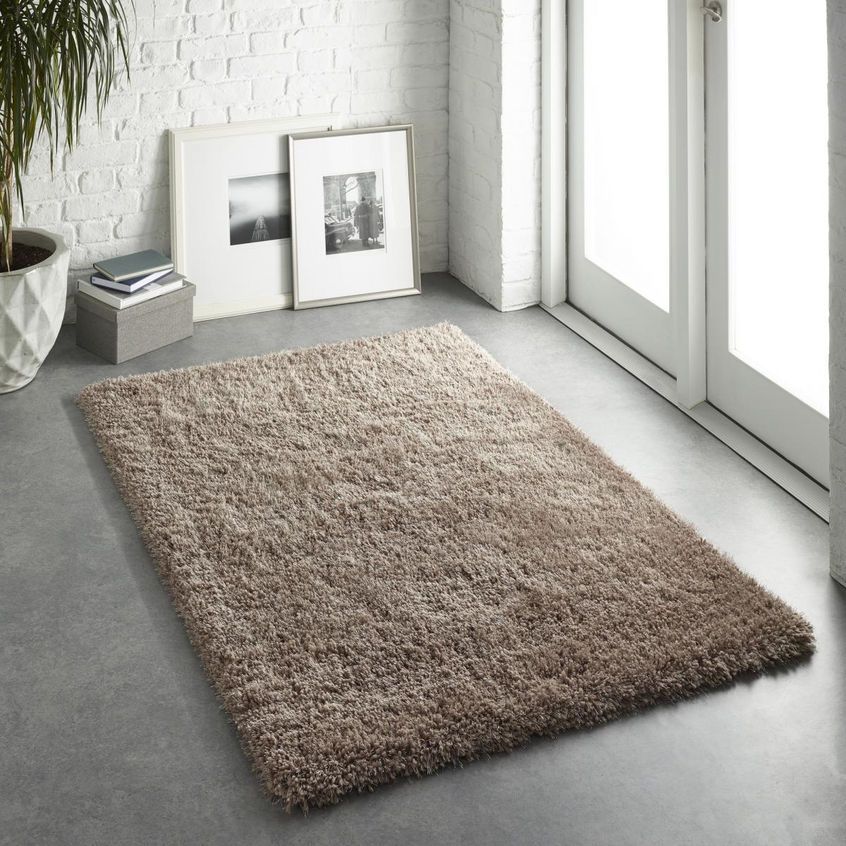 Chicago Shaggy Modern Plain Rugs in Latte 200x290cm – image 1