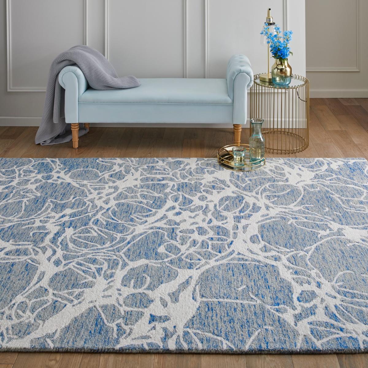 Hampton Sophie Contemporary Abstract Wool Rug in Blue Ivory200x285cm – image 2