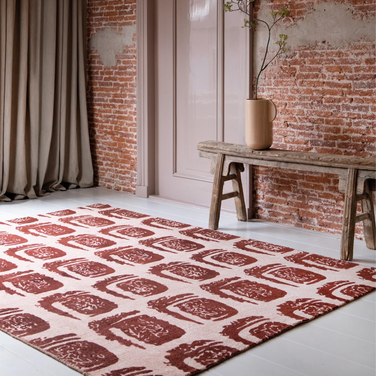 Woodblock 163003 Cotton Rugs by Ted Baker in Red170x230cm – image 2