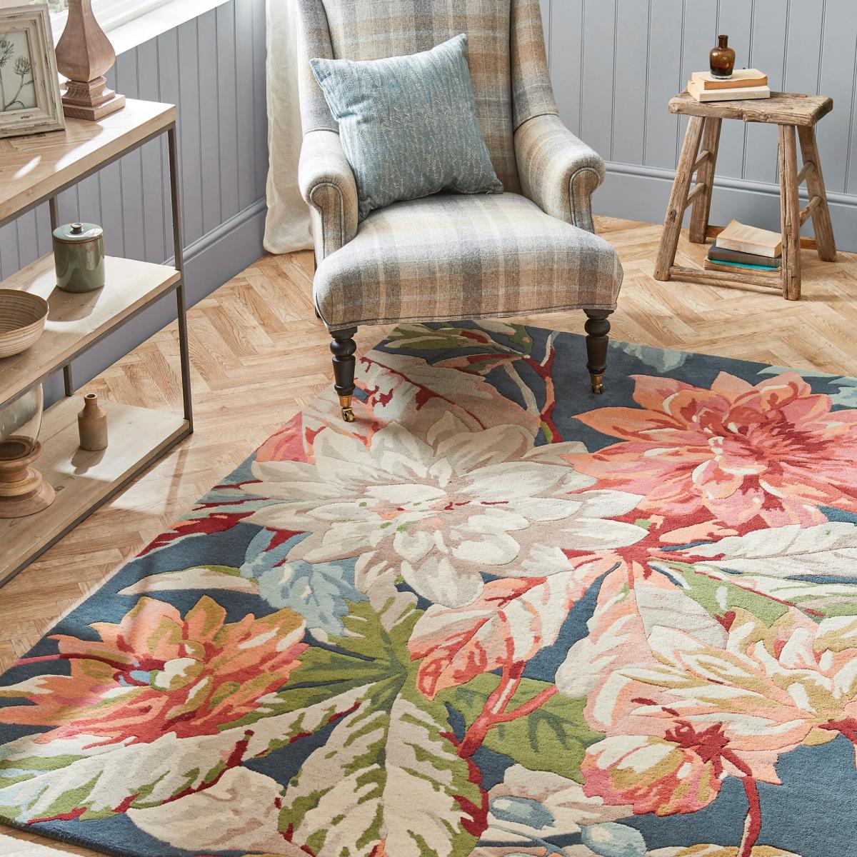 Dahlia and Rosehip Rugs 50608 in Teal by Harlequin – image 2