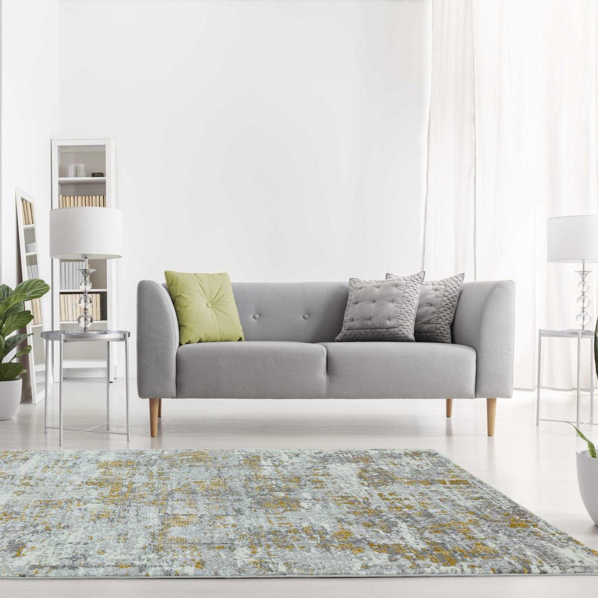Orion Abstract Metallic Rugs in OR07 Yellow – image 1