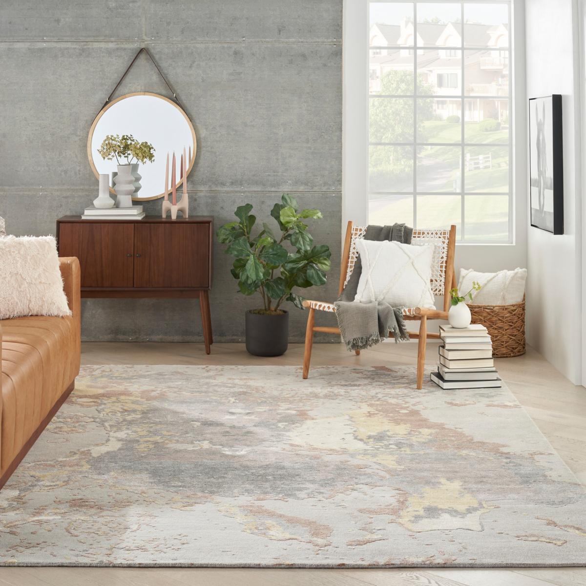 SHA20 Silk Shadows Abstract Rugs by Nourison in Silver Grey 114x175cm – image 2