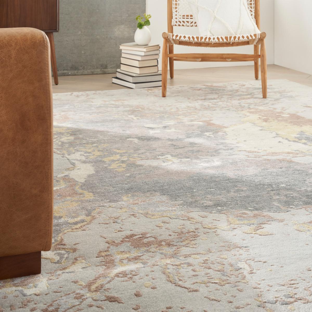 SHA20 Silk Shadows Abstract Rugs by Nourison in Silver Grey 114x175cm – image 3