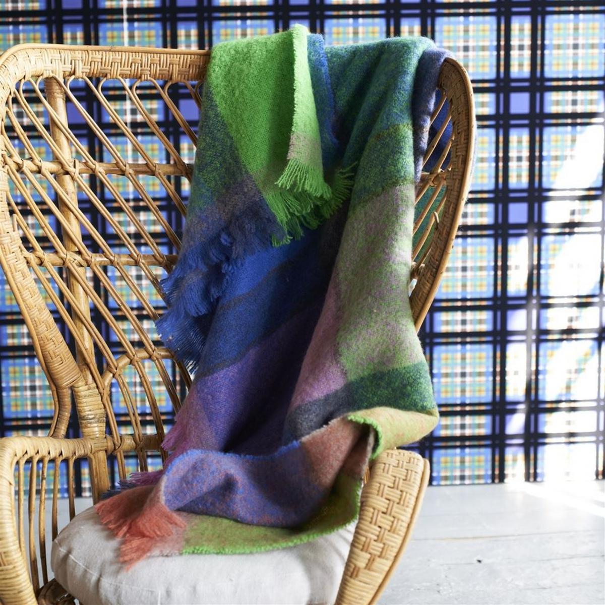 Varanasi Fuchsia Mohair Throw in Green By Designers Guild 130x180cm – image 3