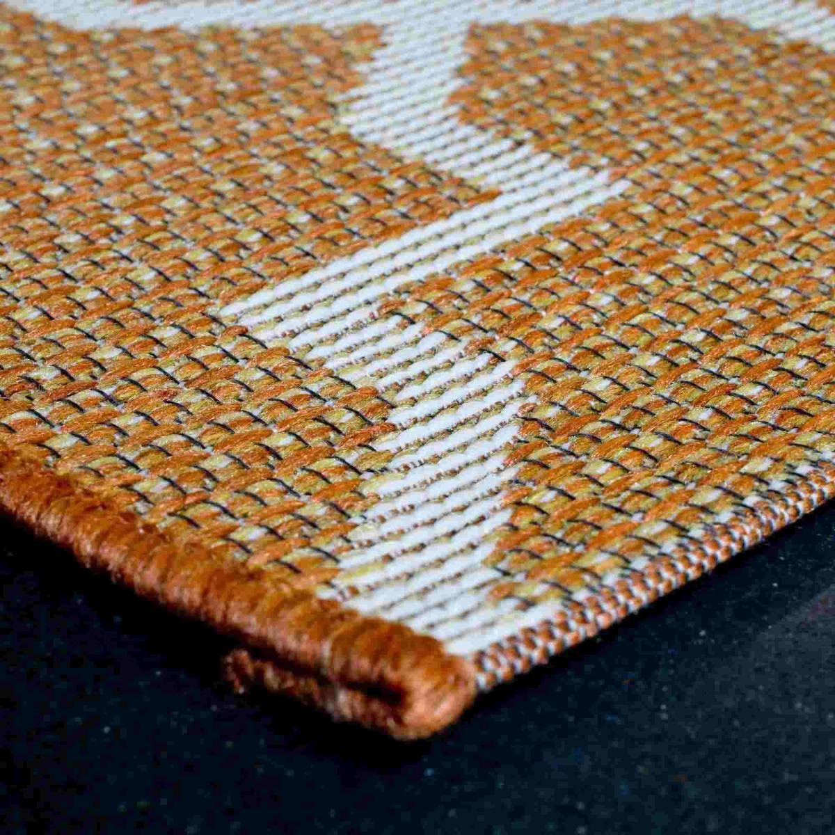 Newquay Geometric Trellis Flatweave Outdoor Rugs 96003 8008 Orange – image 3