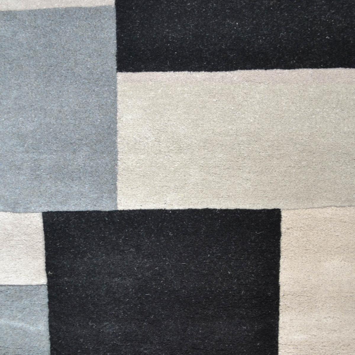 Abstract Collage Modern Rugs in Black and Grey Wool Design 120x180cm – image 4