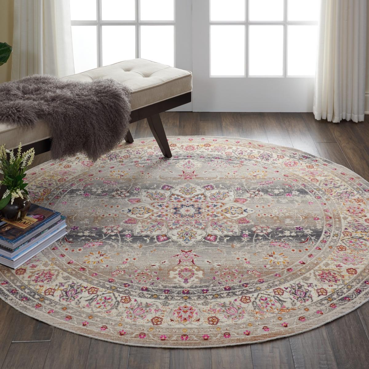 Vintage Kashan Circluar Rugs VKA01 by Nourison in Grey 183x183cm – image 1