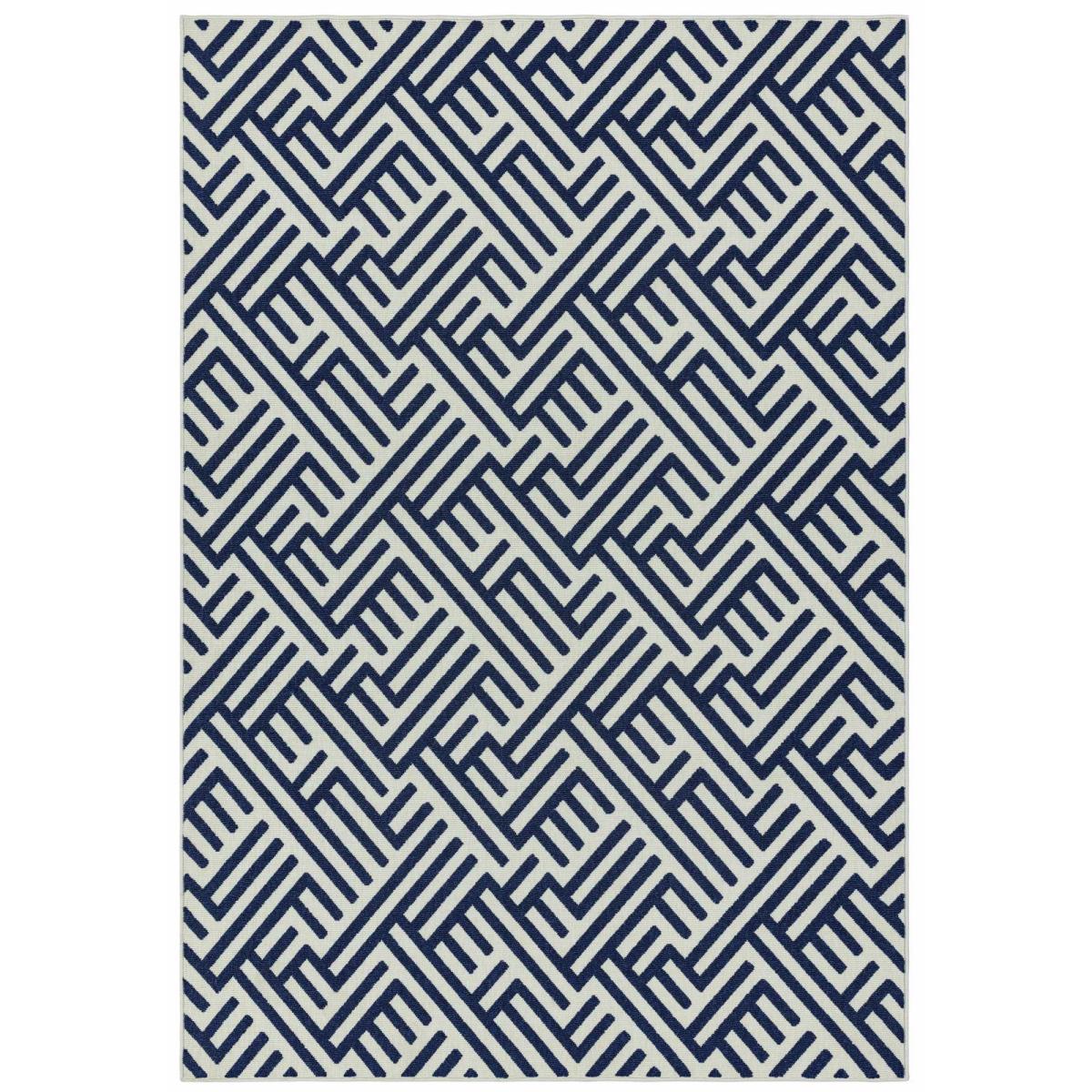 Antibes Linear Geometric Outdoor Rugs in AN04 Blue White – image 5