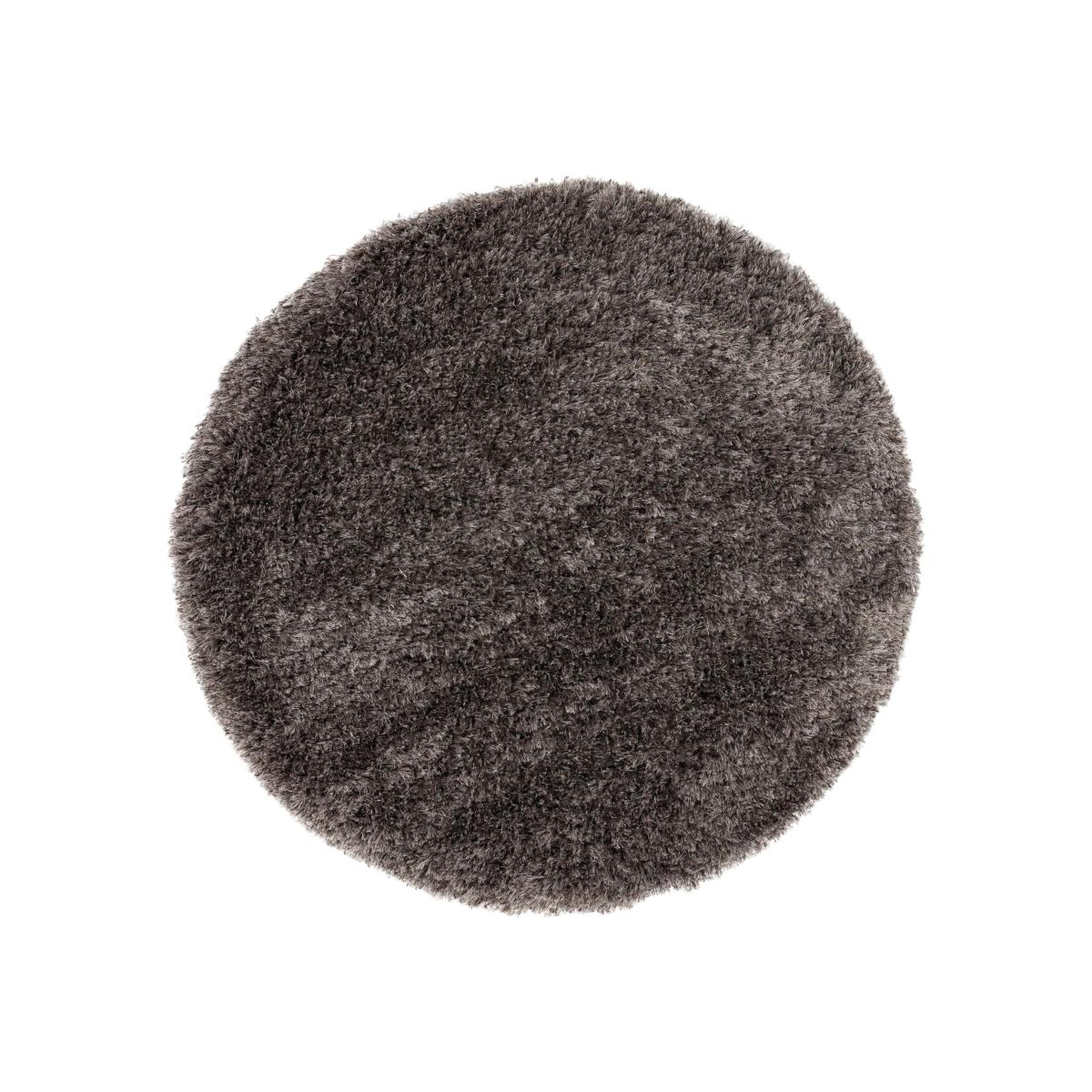 Ryedale Heather Circle Plain Shaggy Wool Rug in Grey 160x160cm – image 1