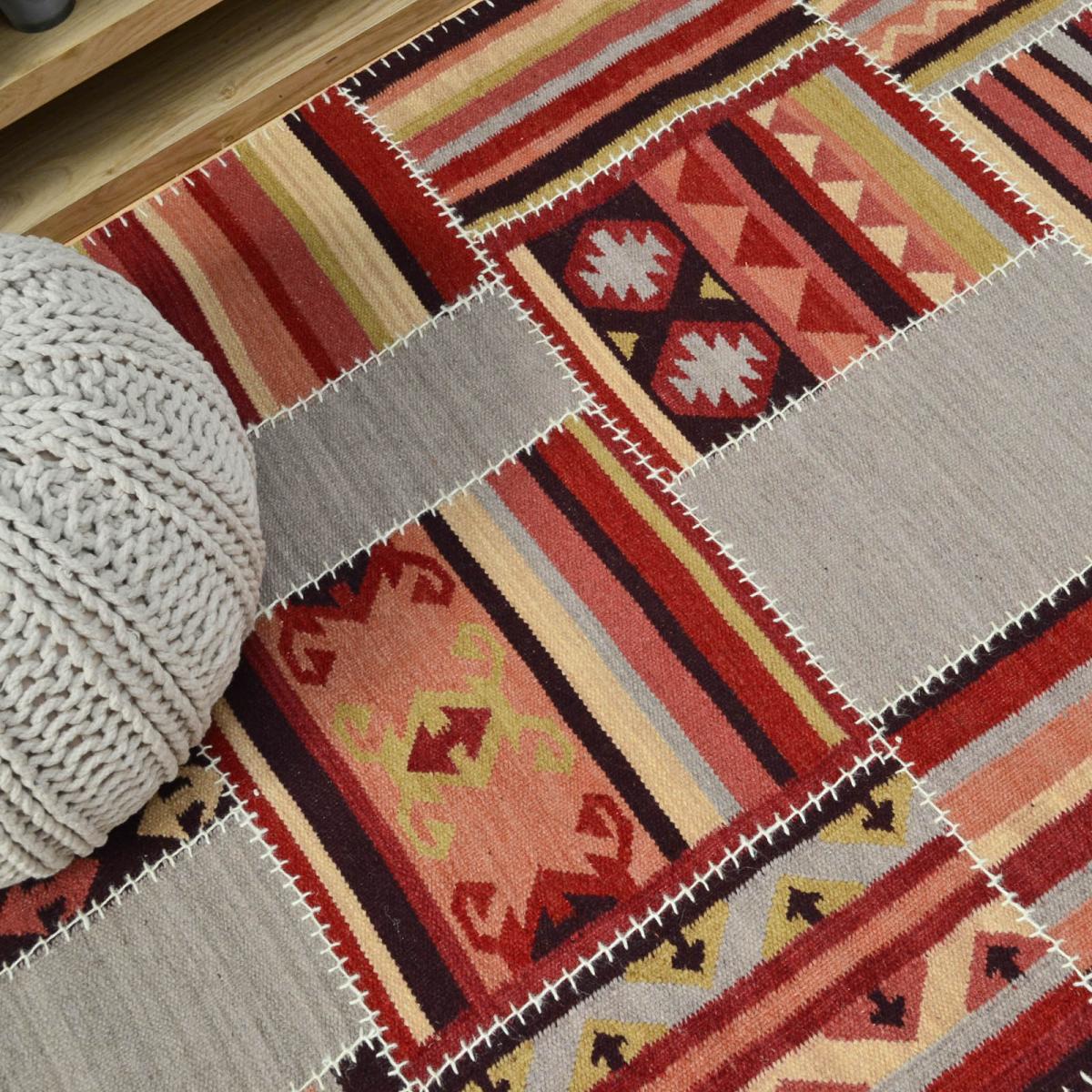 Kelims KP01 Tribal Patchwork Flatweave Rugs in Multi 160x230cm – image 4