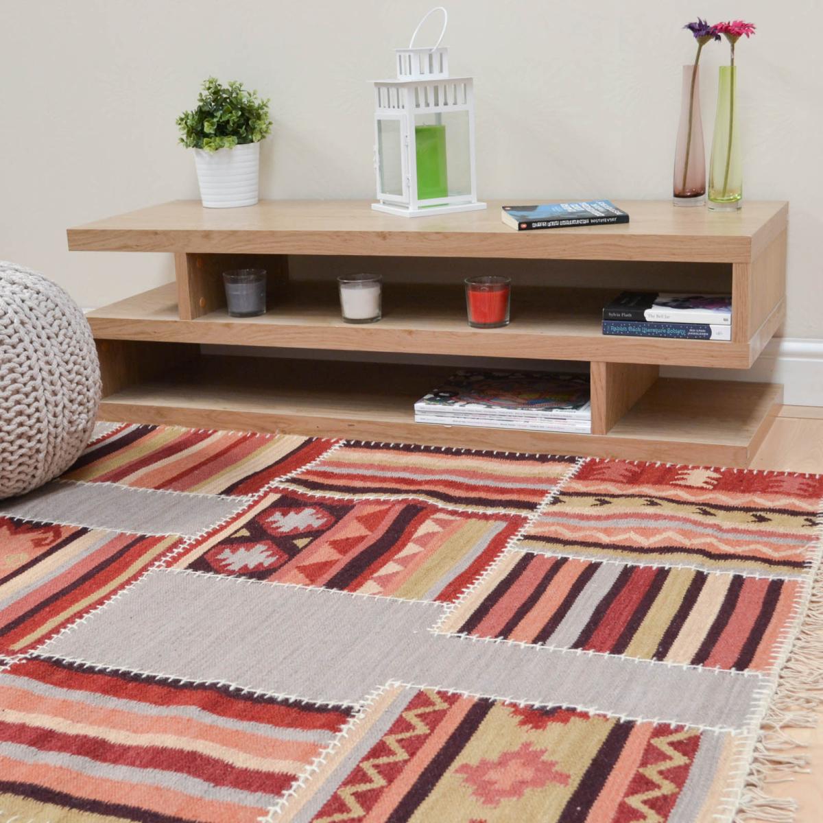 Kelims KP01 Tribal Patchwork Flatweave Rugs in Multi 160x230cm – image 1