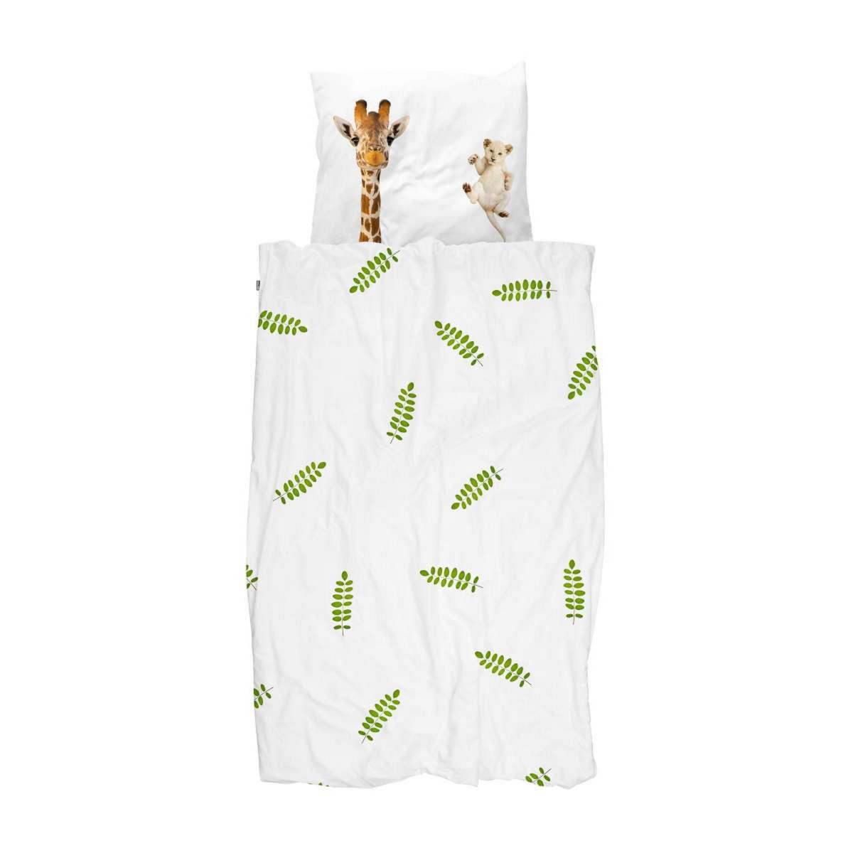 Wild Friends Giraffe And Lion Cub Cotton Bedding in White 135X200cm – image 4