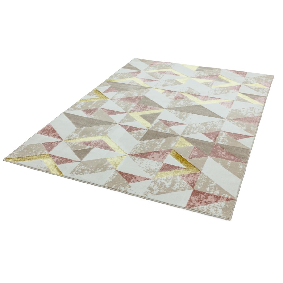 Orion Flag Geometric Metallic Rugs in OR10 Pink – image 2