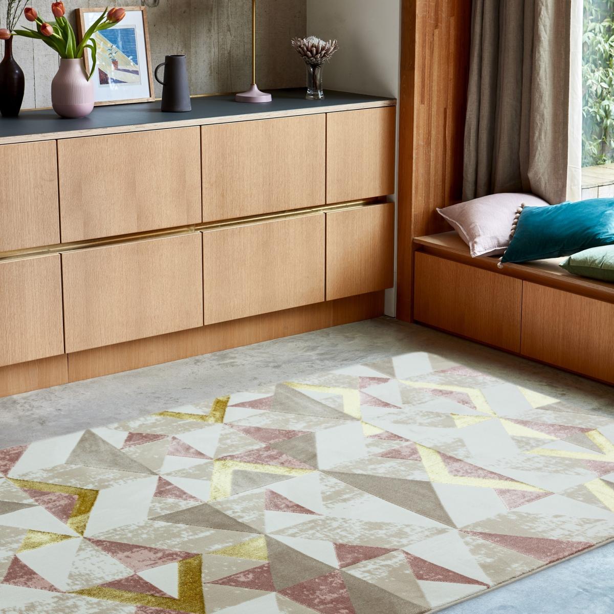 Orion Flag Geometric Metallic Rugs in OR10 Pink – image 1