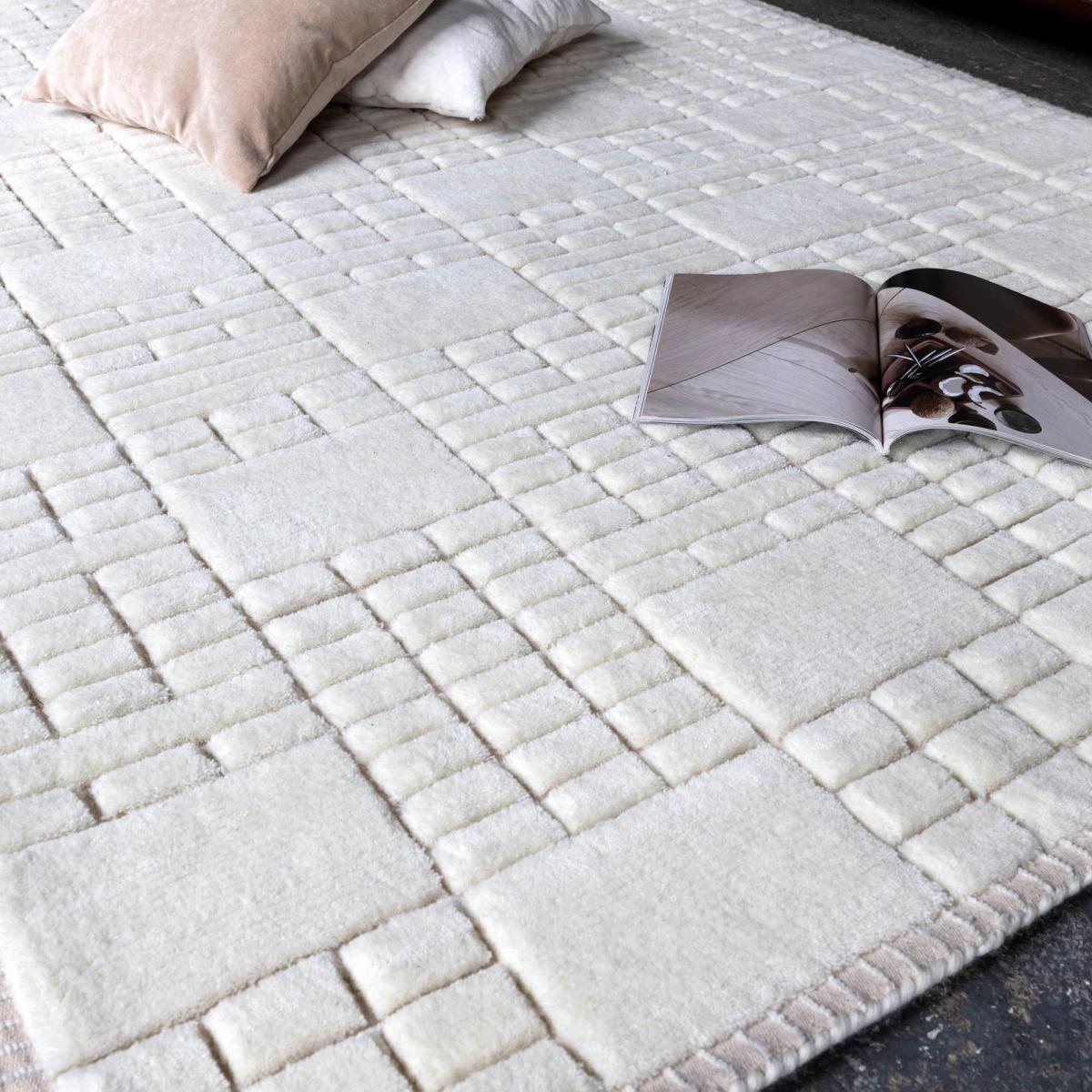 Empire Geometric Grid Rugs in Cream Neutral – image 1