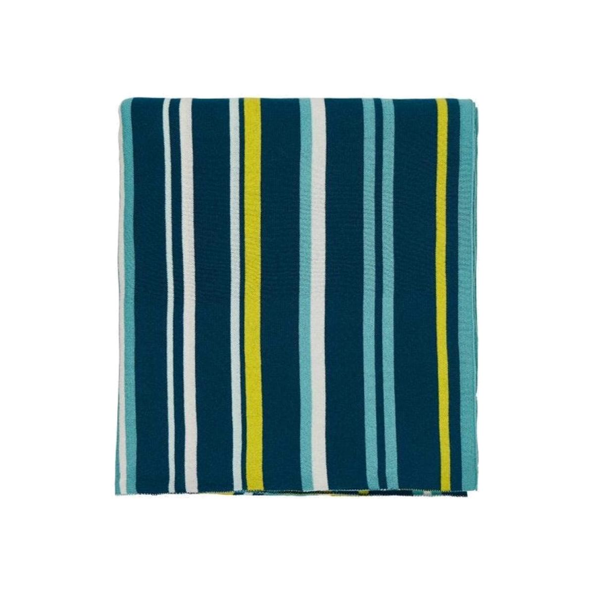Mr Fox Striped Knitted Throw By Scion in Teal Green 150x200cm – image 1