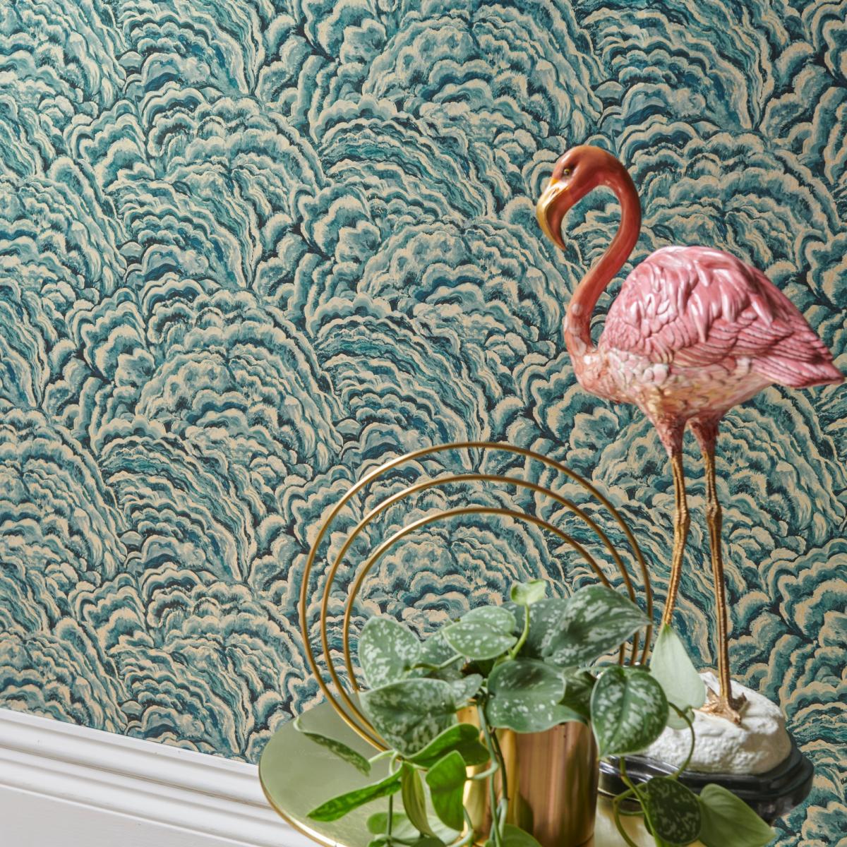 Lumino Wallpaper W0142 03 by Clarke and Clarke in Kingfisher Gilver Roll – image 2