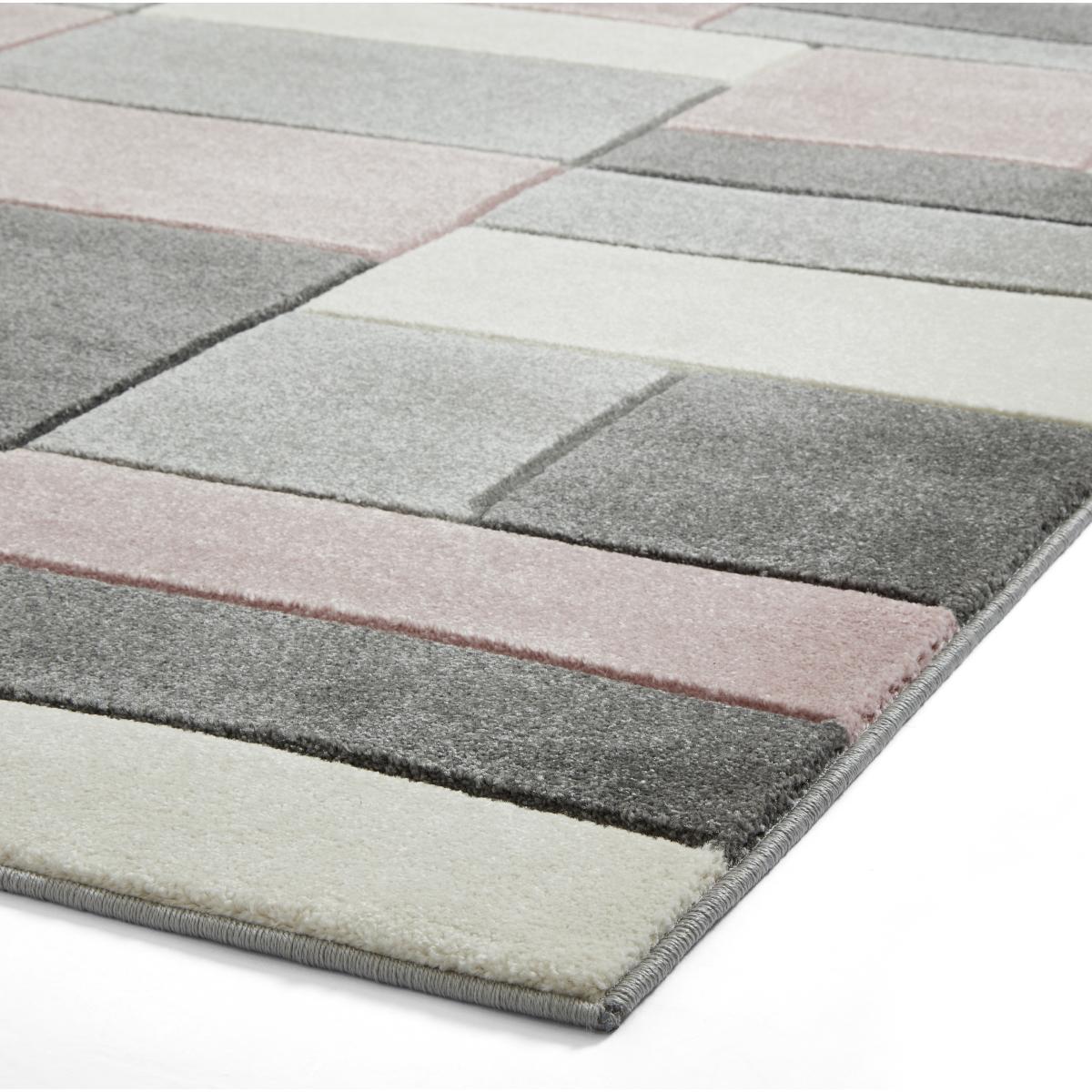 Matrix MT61 Modern Geometric Rugs in Grey Rose Pink80x150cm – image 3