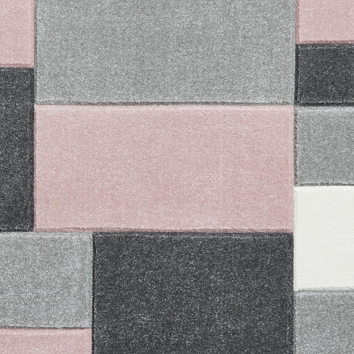 Matrix MT61 Modern Geometric Rugs in Grey Rose Pink80x150cm – image 4