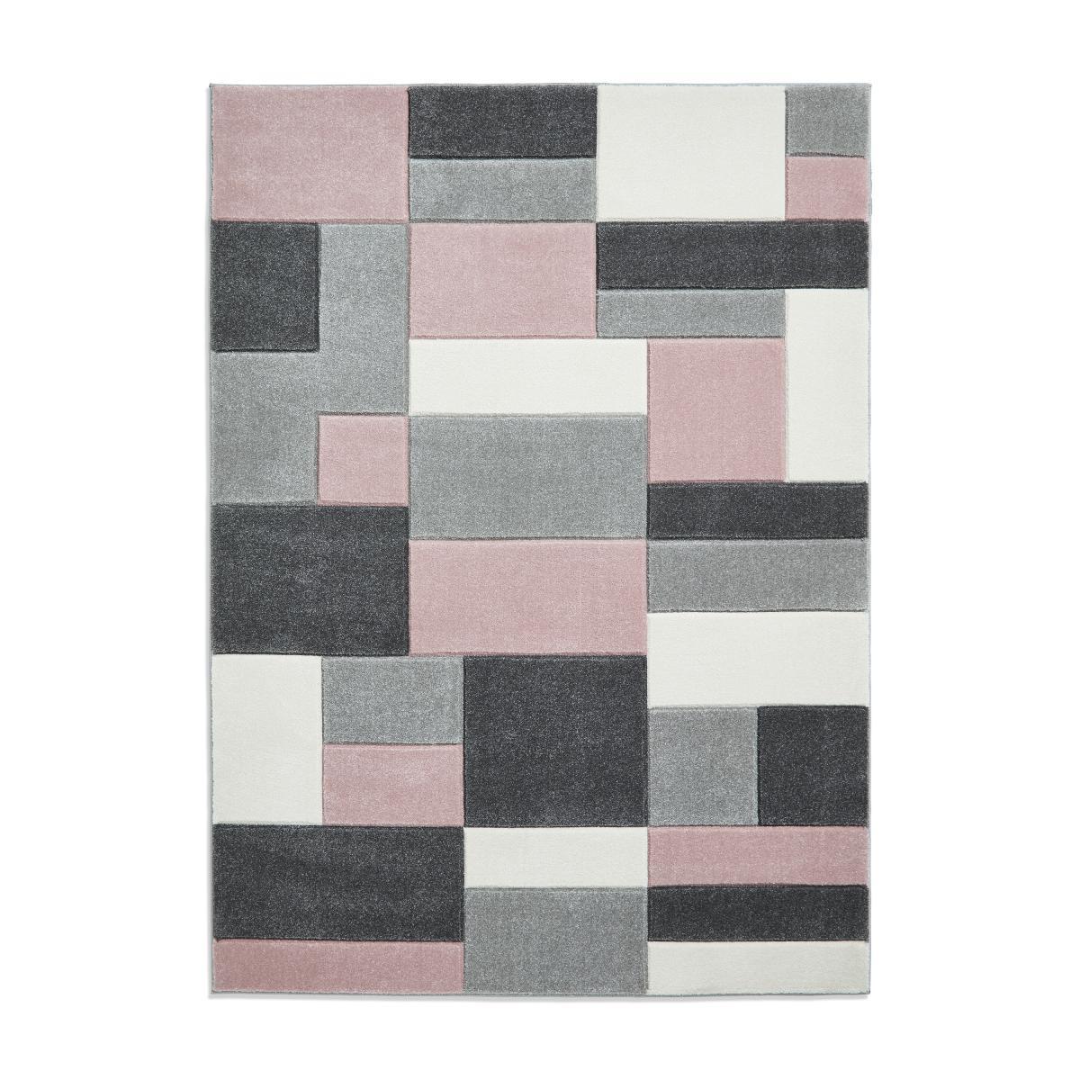Matrix MT61 Modern Geometric Rugs in Grey Rose Pink80x150cm – image 5