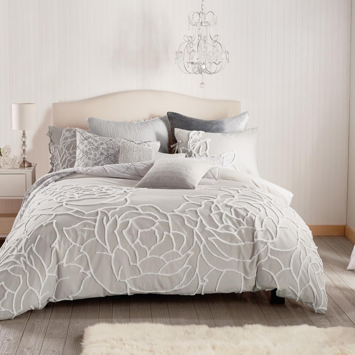 Chenille Rose Cotton Bedding by Peri Home in Grey&nbsp;230x220cm – image 2