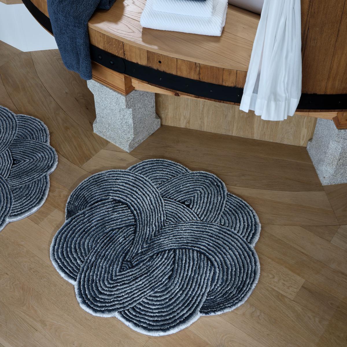 Kyoto 900 Circle Bath Mat in Grey by Designer Abyss & Habidecor 90x100cm – image 3