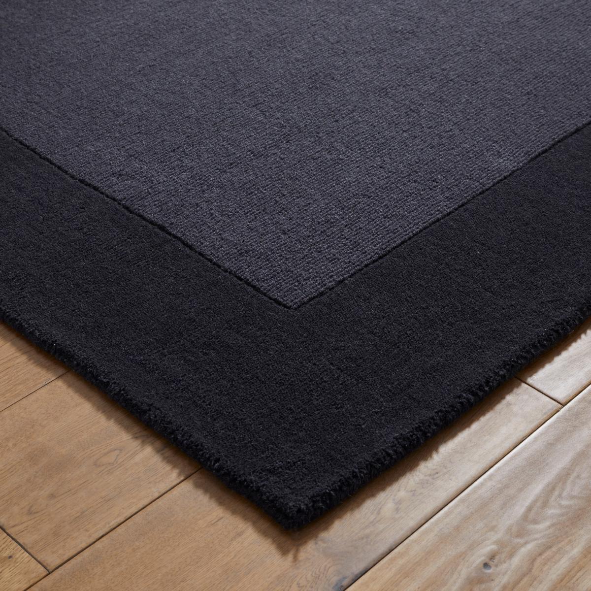 Colours Bordered Wool Rug in Charcoal Grey160x235cm – image 3