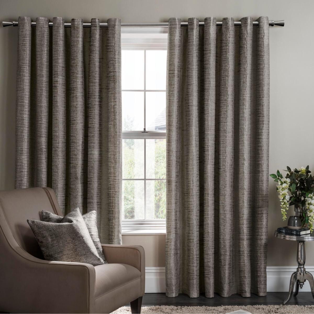 Campello Striped Curtains By Clarke And Clarke in Charcoal Grey 168x183cm