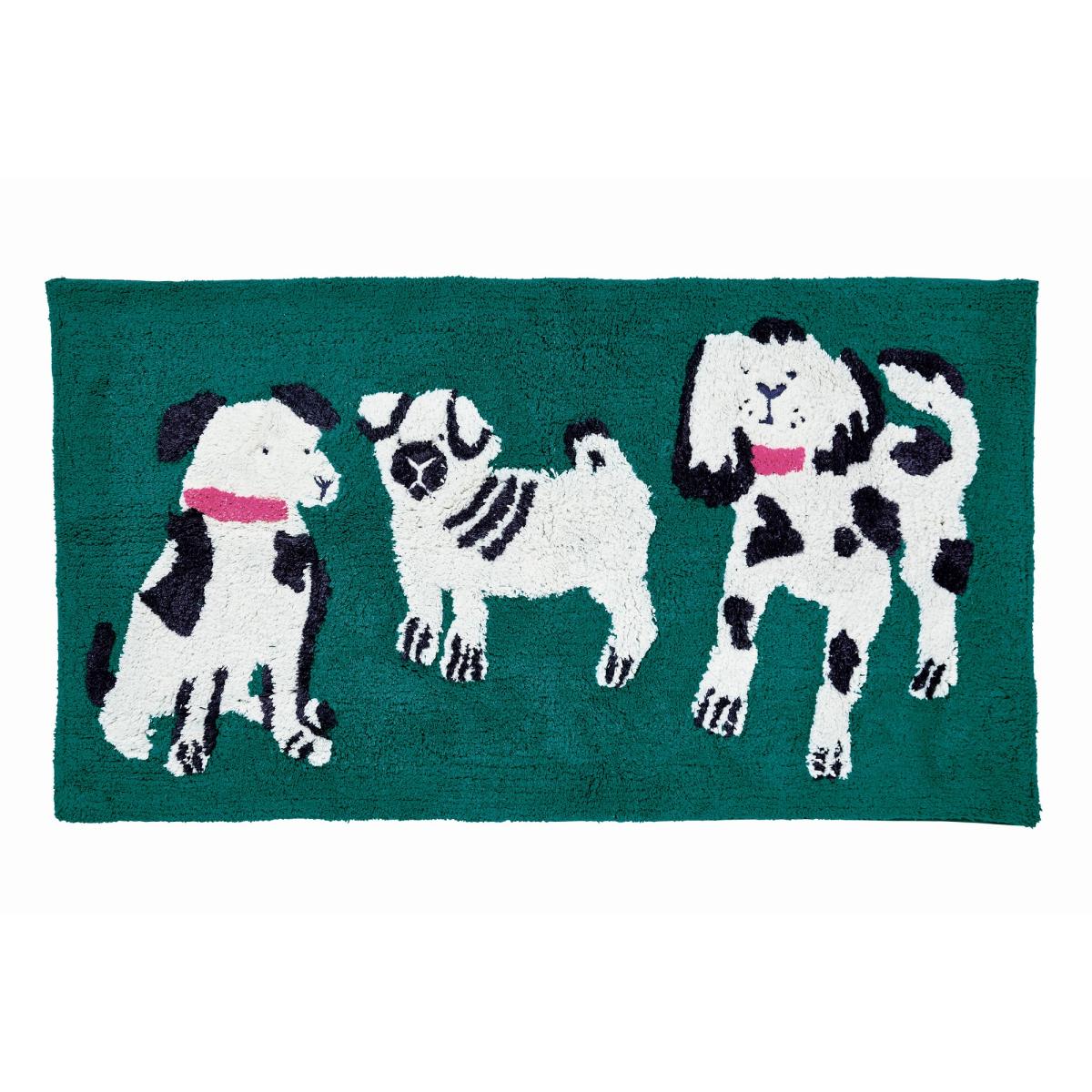 Dogs Of Welland Cotton Bath Mat by Joules in Green 90x50cm – image 2