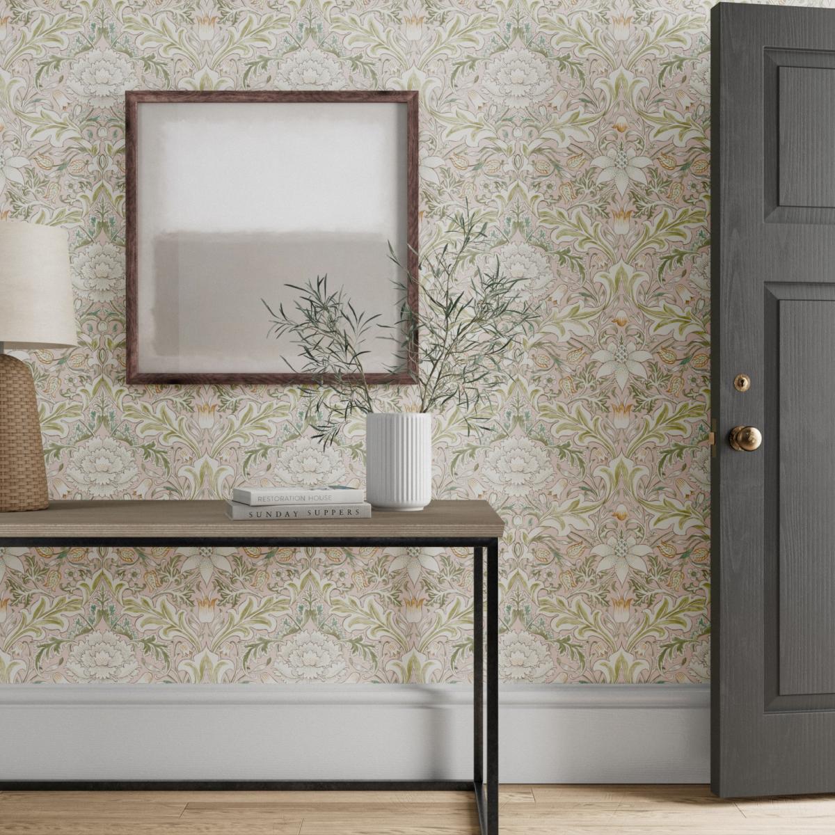 Severn Wallpaper 217073 by Morris & Co in Cochineal Willow Green Roll – image 2