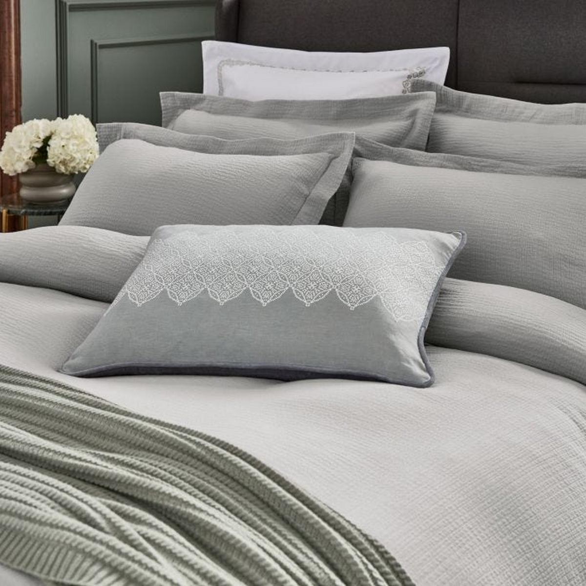 Nika Plain Textured Cotton Bedding in Silver Grey 220x260cm – image 2