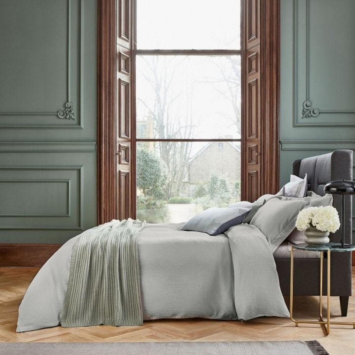 Nika Plain Textured Cotton Bedding in Silver Grey 220x260cm – image 1