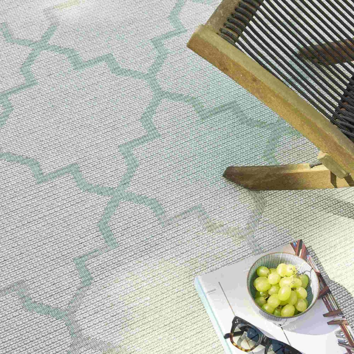 Newquay Geometric Trellis Flatweave Outdoor Rugs 96003 4001 Green – image 2