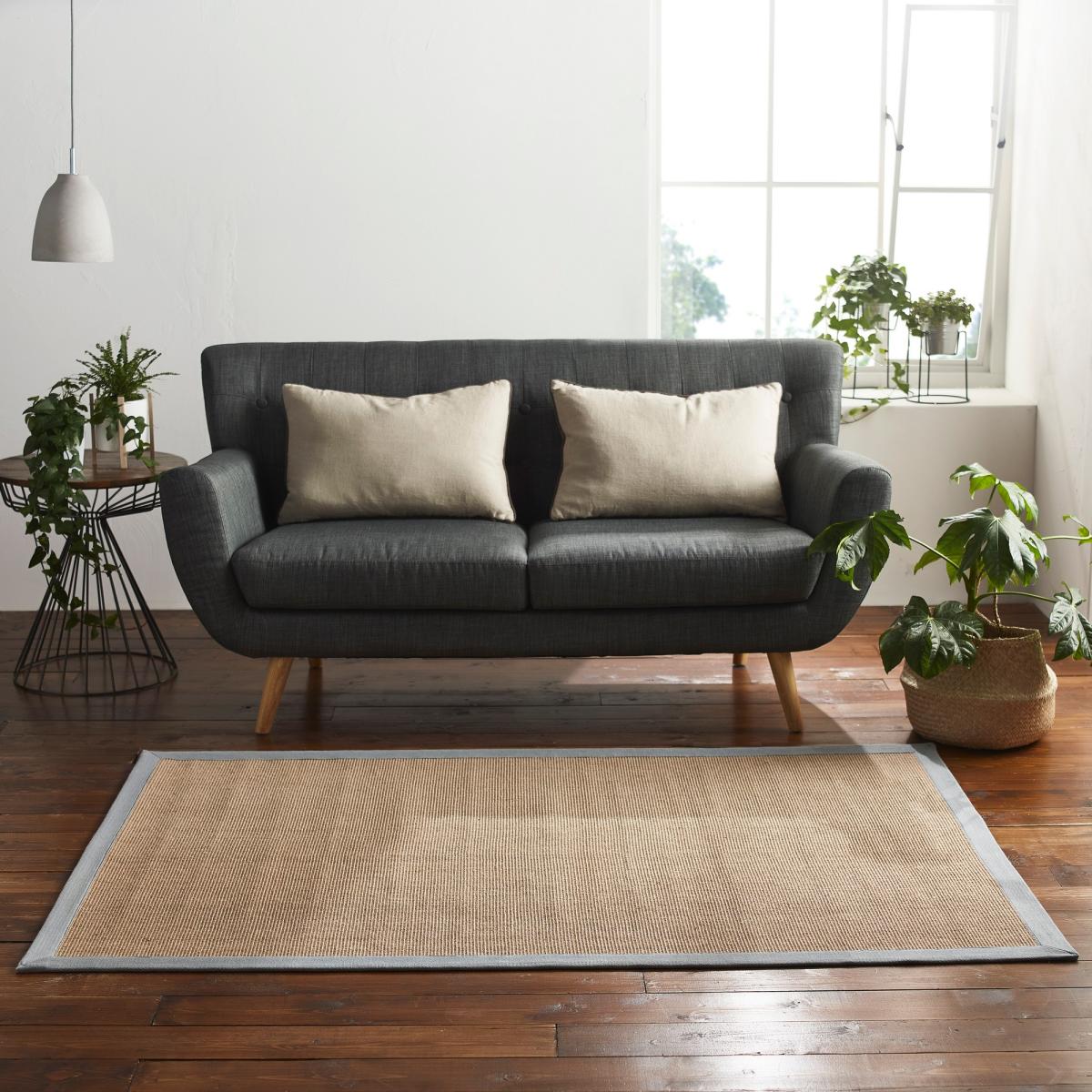 Conall Bordered Jute Rugs in Natural Grey150x190cm – image 1