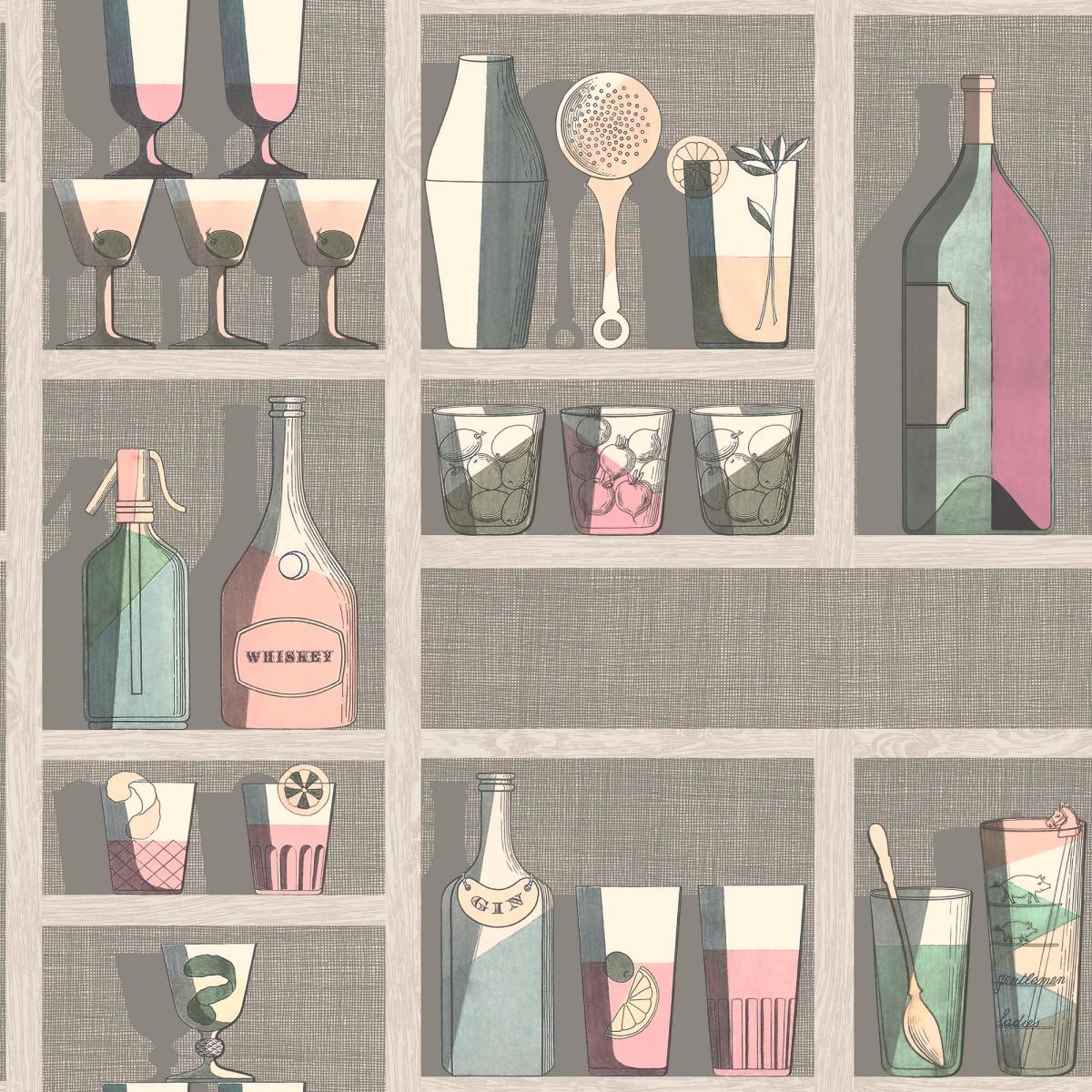 Cocktails Wallpaper 23044 by Cole & Son in Grey Pastel Roll – image 2