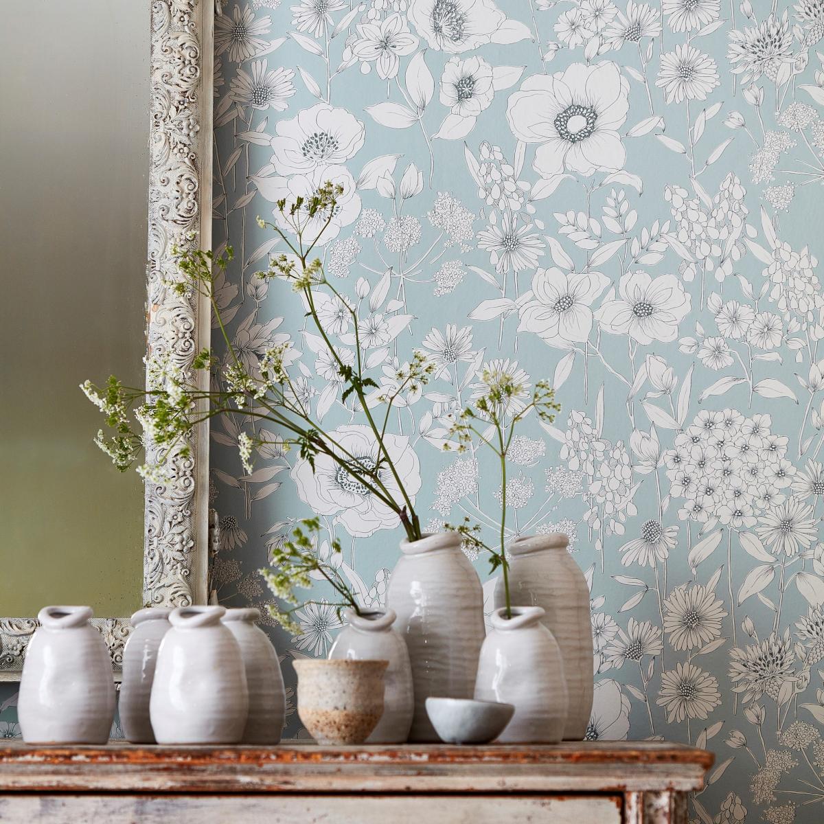Maelee Wallpaper 216348 by Sanderson in Mineral Blue Roll – image 2