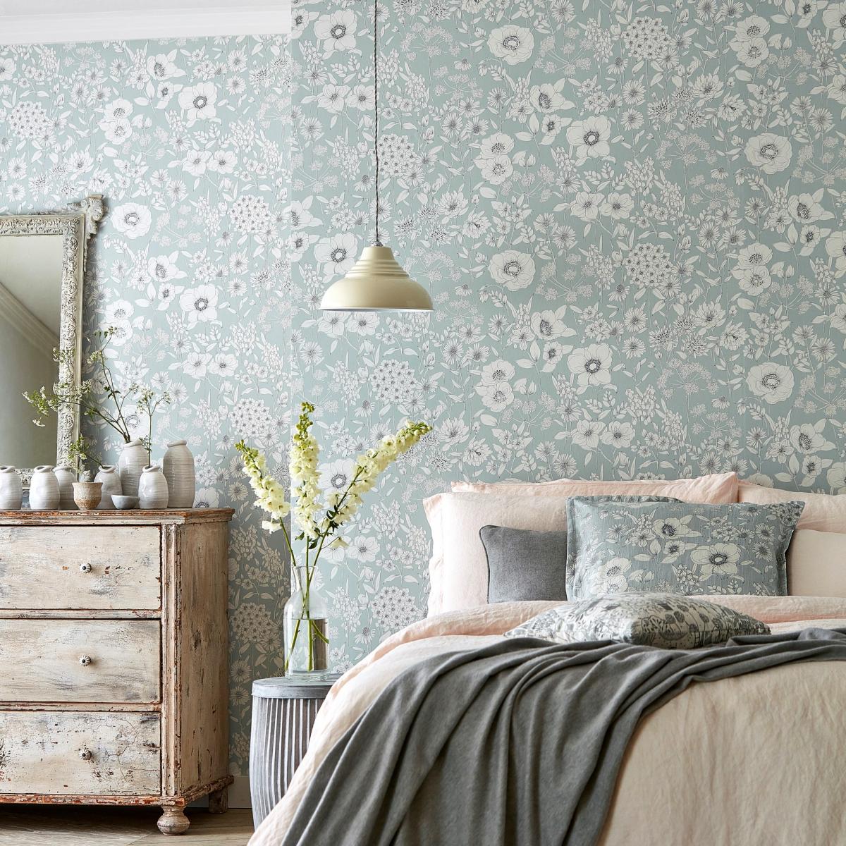Maelee Wallpaper 216348 by Sanderson in Mineral Blue Roll – image 1