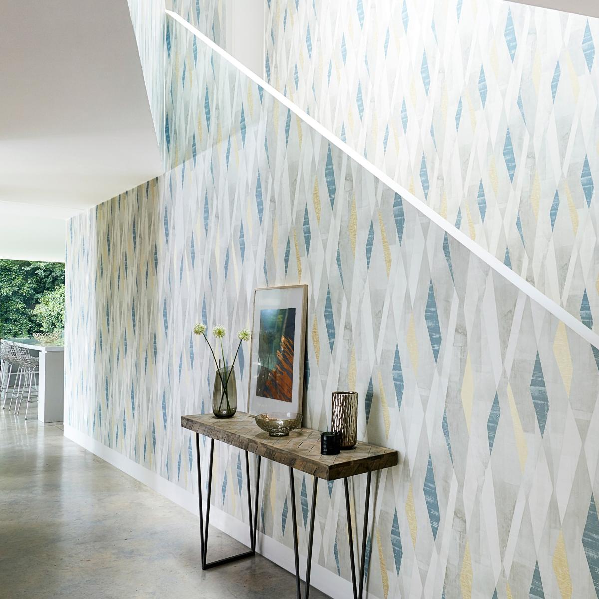Vertices Wallpaper 111704 by Harlequin in Ink Blue Gold Roll – image 1