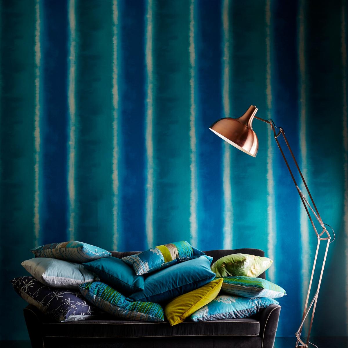 Harmonia Stripe Wallpaper 111387 by Harlequin in Ocean Teal Roll – image 1