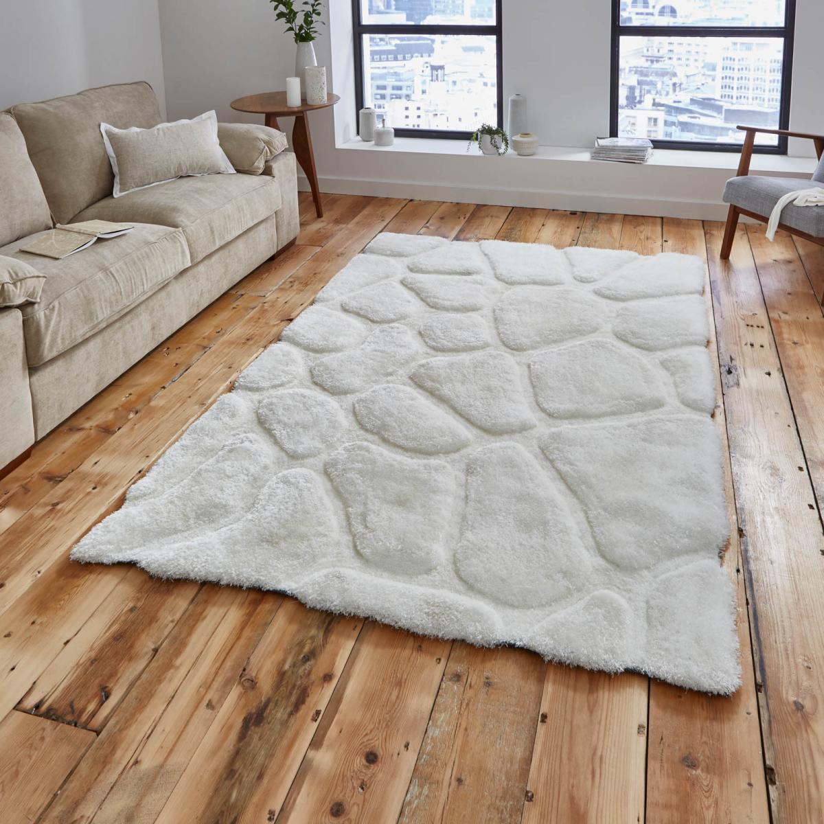 Noble House 5858 Shaggy Pebble Rugs in Cream120x170cm – image 1
