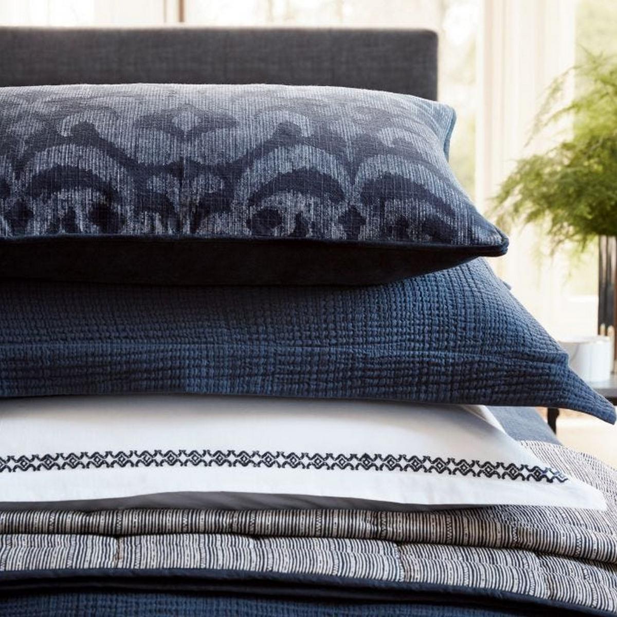 Nika Plain Textured Cotton Bedding in Midnight Blue 140x200cm – image 3