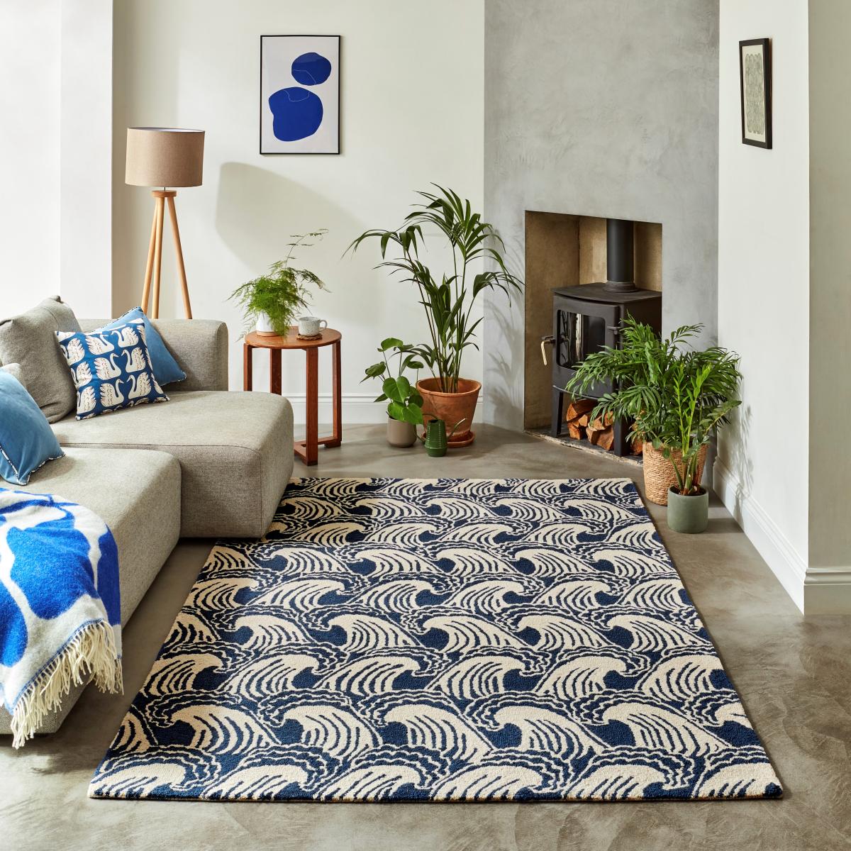 Ride The Wave 125608 Wool Rugs by Scion in Denim200x280cm – image 1