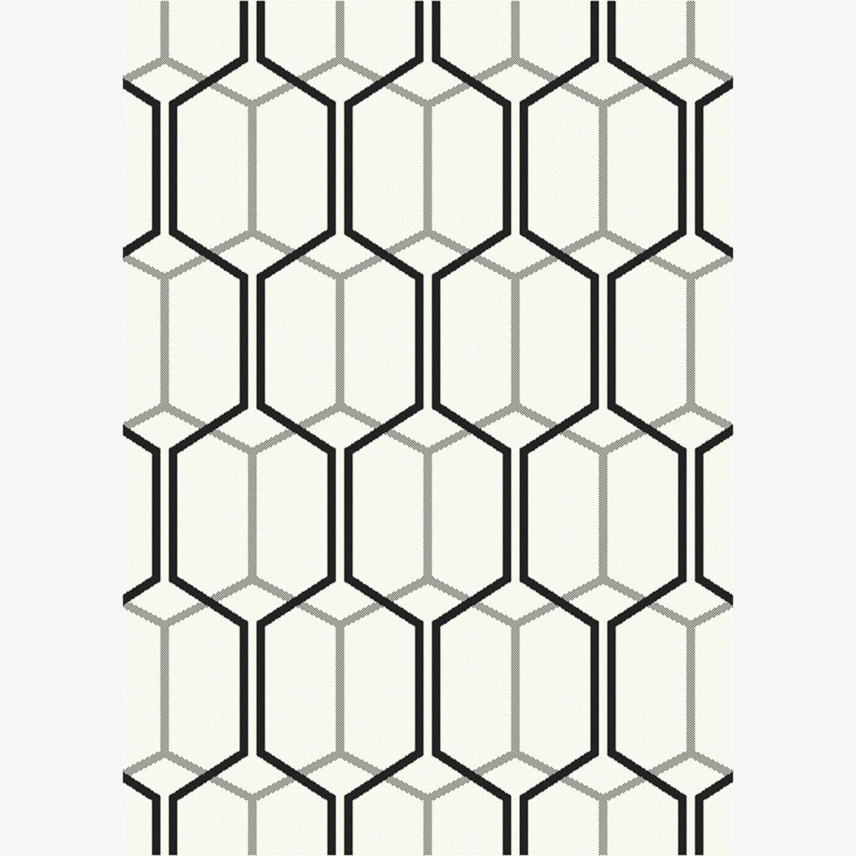 Patio Geometric PAT08 Hexagon Outdoor Rugs in Ivory White – image 1